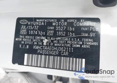 2017 Hyundai Accent Se from USA, damaged, VIN KMHCT4AE0HU362111